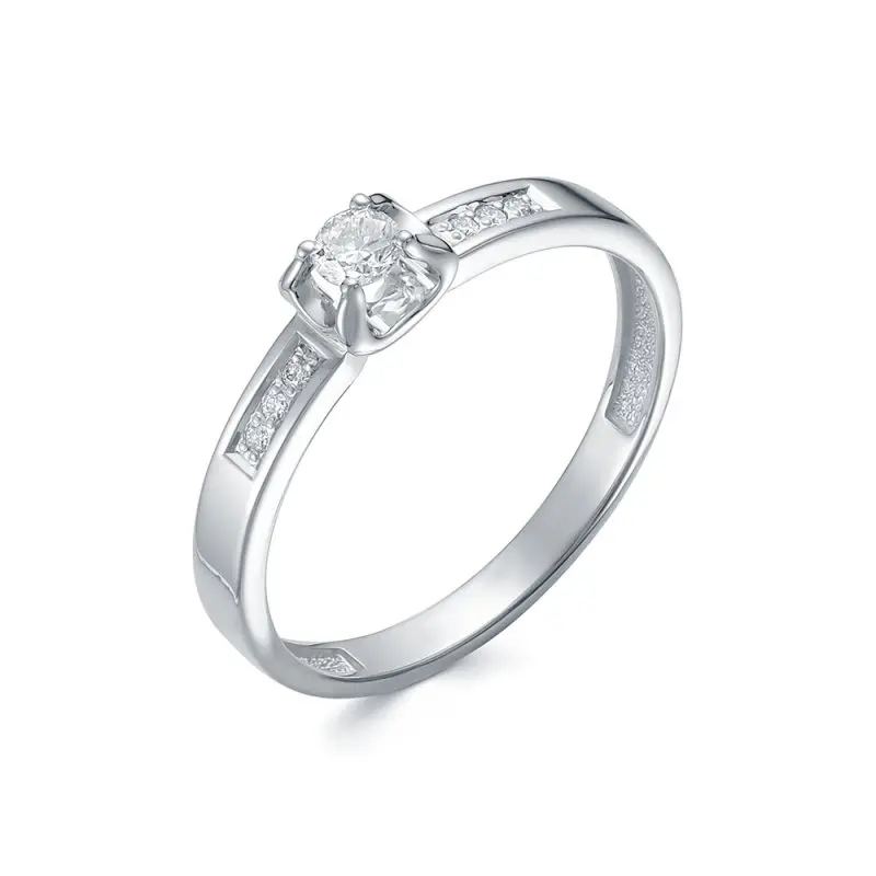 Кольцо помолвочное из белого золота