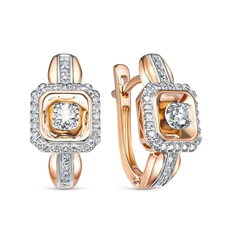 Серьги с английским замком из комбинированного золота