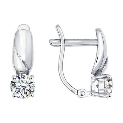 Серьги с английским замком из белого золота