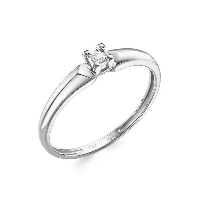 Кольцо помолвочное из белого золота