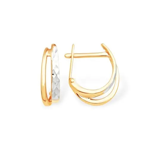 Серьги с английским замком из комбинированного золота