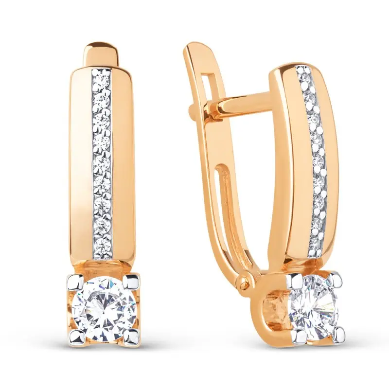 Серьги с английским замком из красного золота