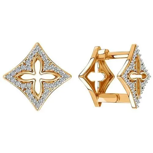 Серьги с английским замком из комбинированного золота