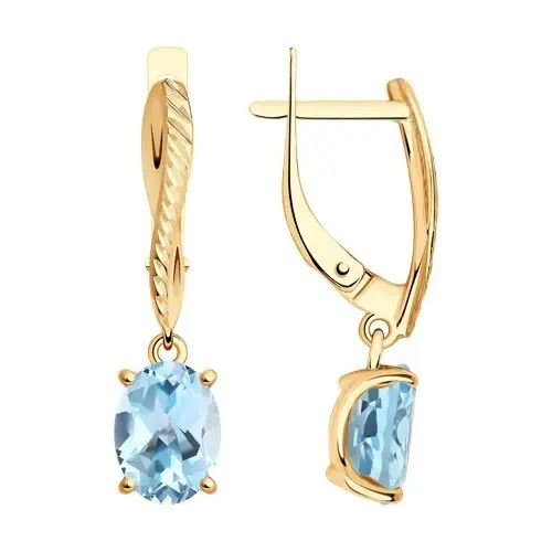 Серьги подвесные из красного золота