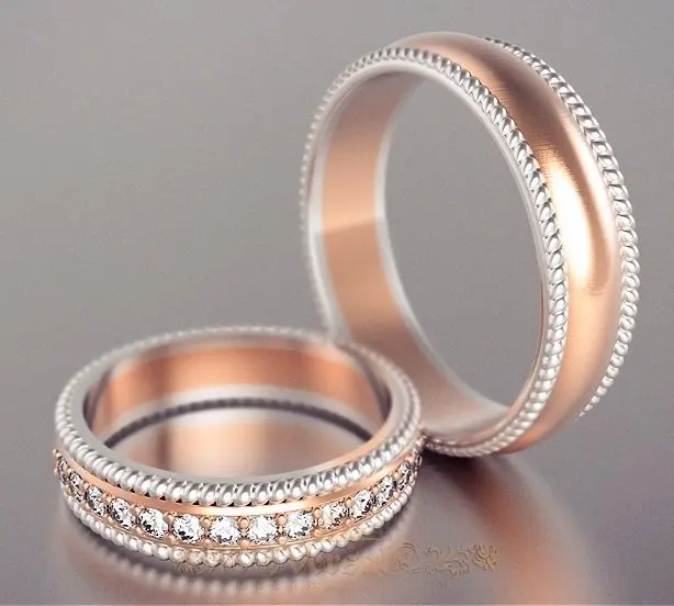 Кольцо обручальное из комбинированного золота