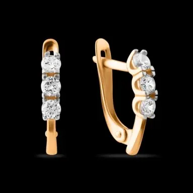 Серьги с английским замком из красного золота