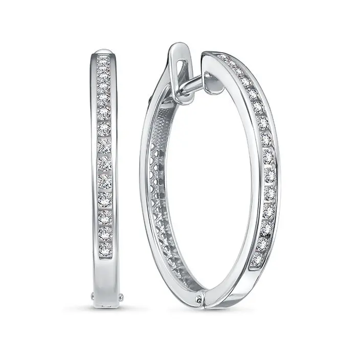 Серьги конго из белого золота