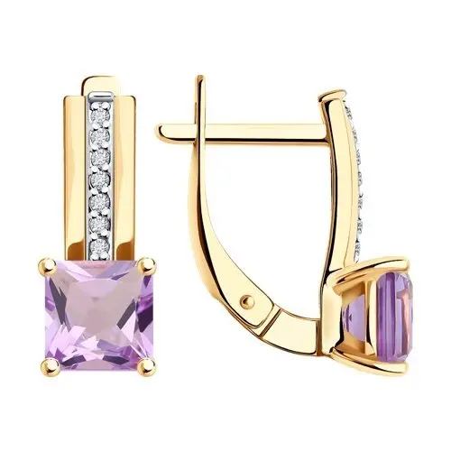 Серьги с английским замком из комбинированного золота