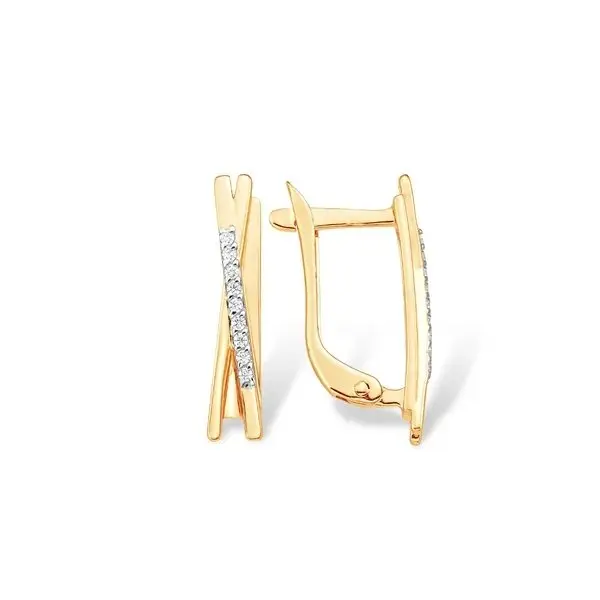 Серьги с английским замком из красного золота