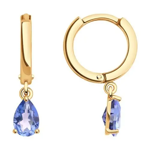 Серьги подвесные из красного золота