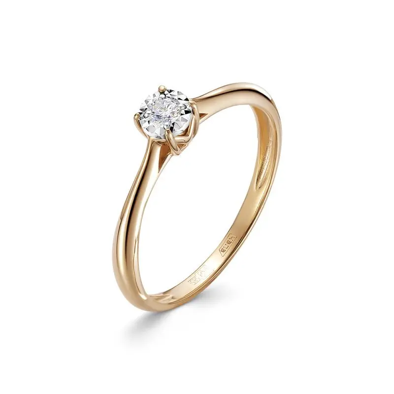 Кольцо помолвочное из красного золота