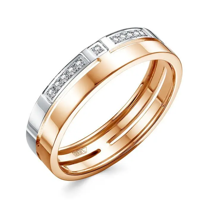 Кольцо обручальное из комбинированного золота