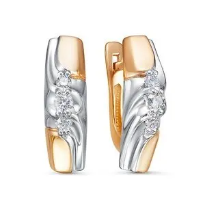 Серьги с английским замком из комбинированного золота