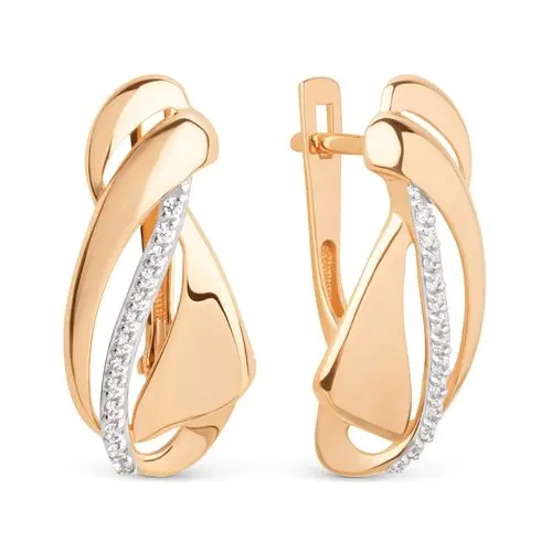 Серьги с английским замком из красного золота