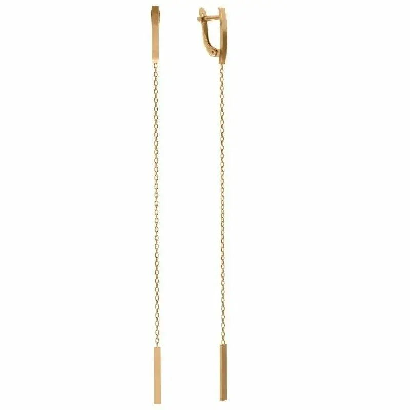 Серьги подвесные из красного золота