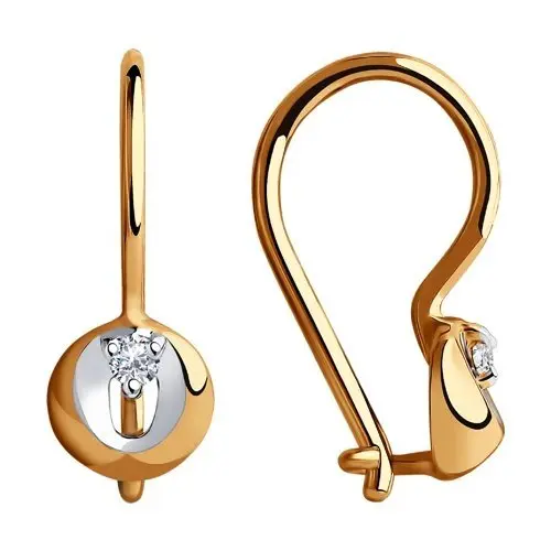 Серьги детские из комбинированного золота