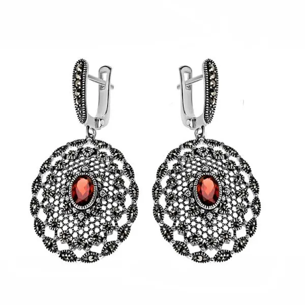 Серьги подвесные из серебра