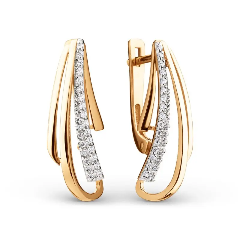 Серьги с английским замком из красного золота