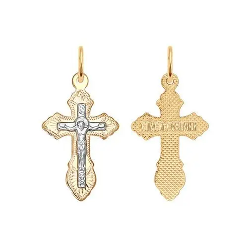 Подвеска крест из комбинированного золота