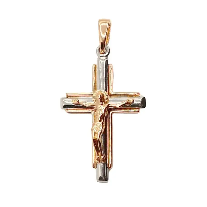 Подвеска крест из красного золота