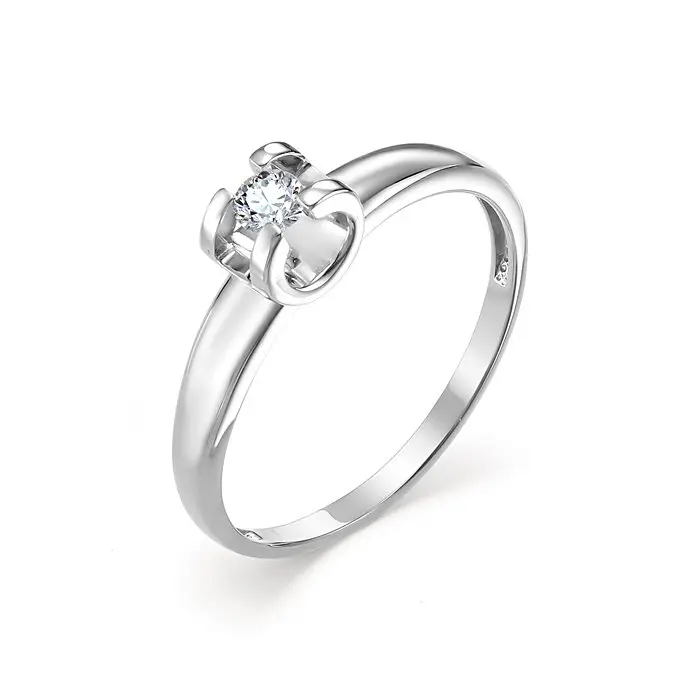 Кольцо помолвочное из белого золота