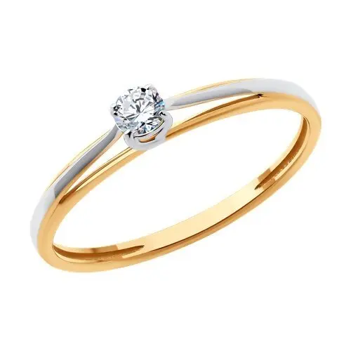 Кольцо помолвочное из комбинированного золота