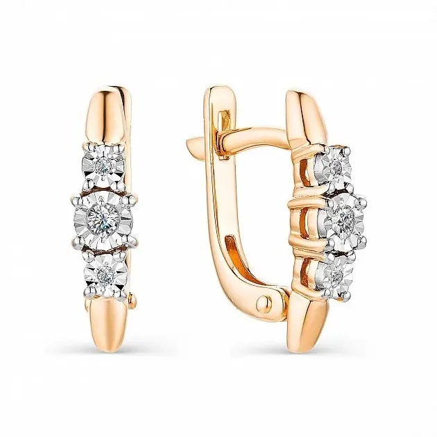 Серьги с английским замком из комбинированного золота