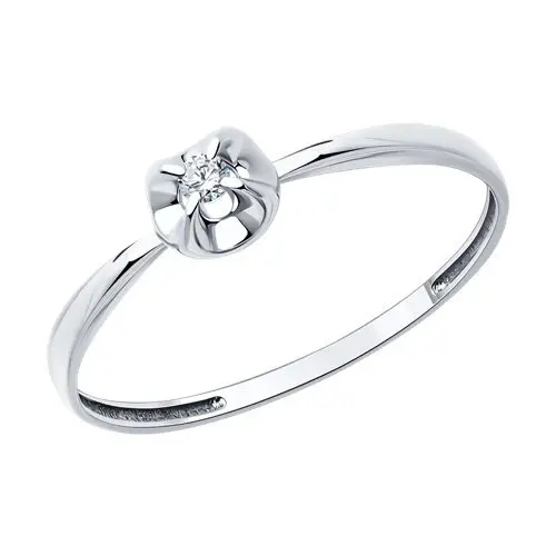 Кольцо помолвочное из белого золота