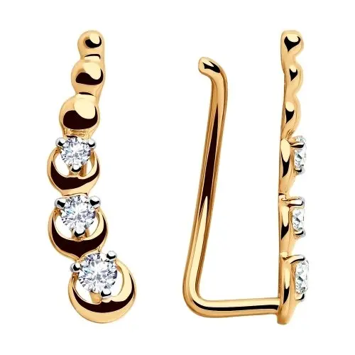 Серьги зажимы из красного золота