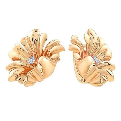 Серьги с английским замком из красного золота