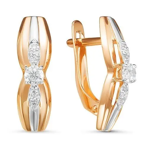 Серьги с английским замком из красного золота