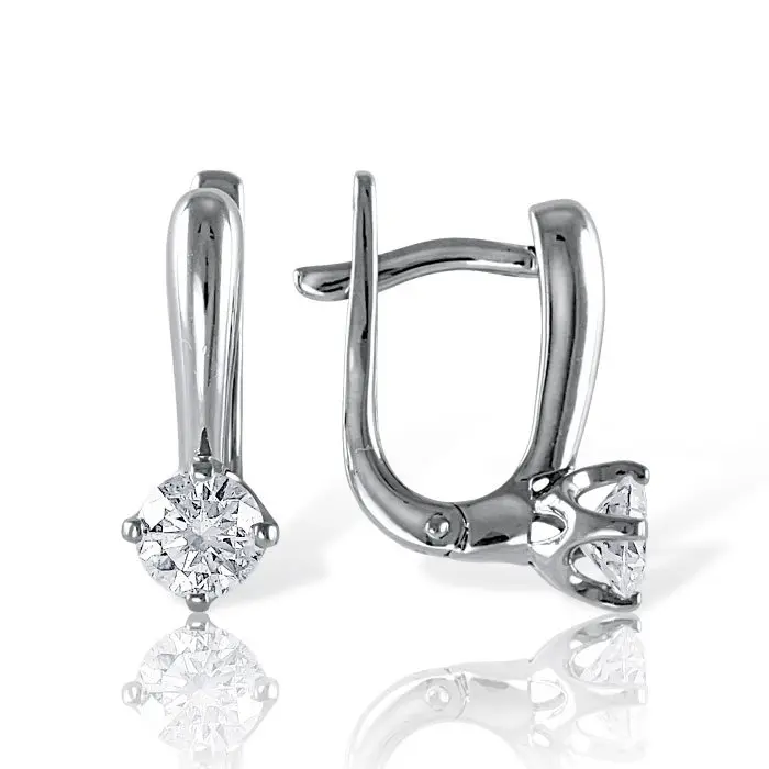 Серьги с английским замком из белого золота