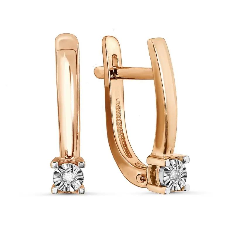 Серьги с английским замком из комбинированного золота