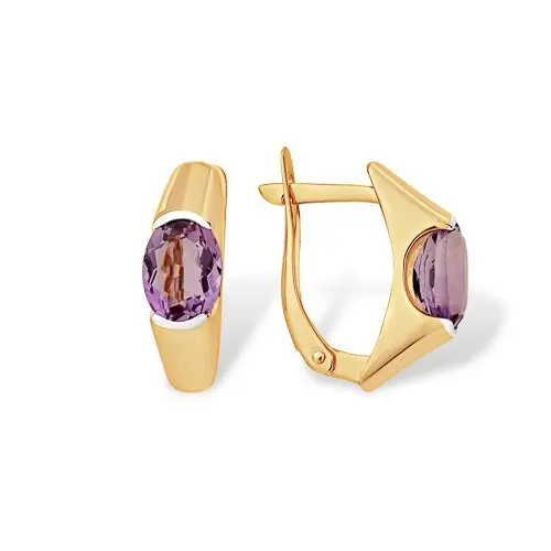 Серьги с английским замком из красного золота