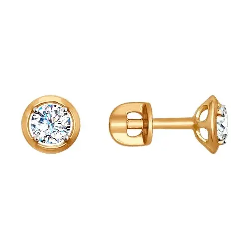 Серьги пуссеты из красного золота