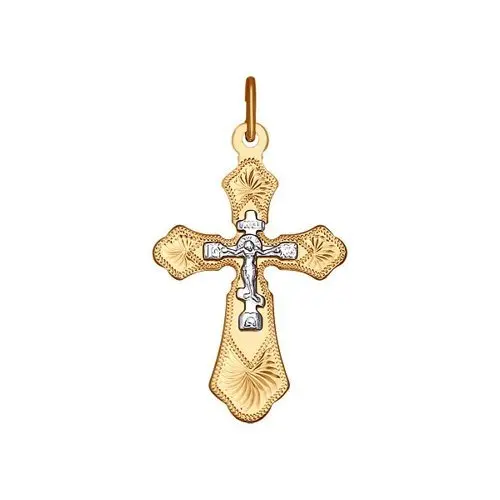 Подвеска крест из комбинированного золота