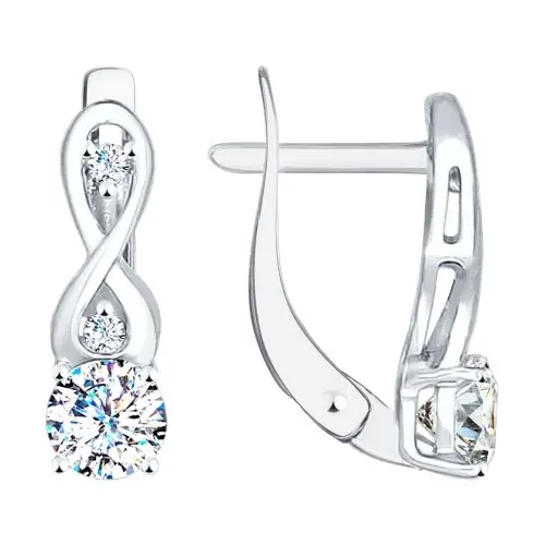 Серьги с английским замком из белого золота