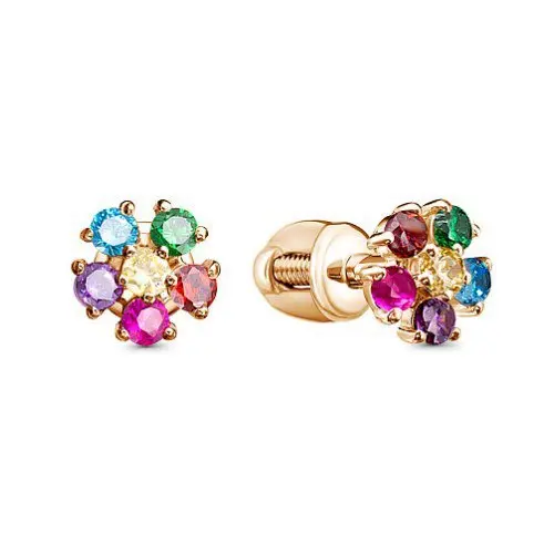 Серьги пуссеты из красного золота