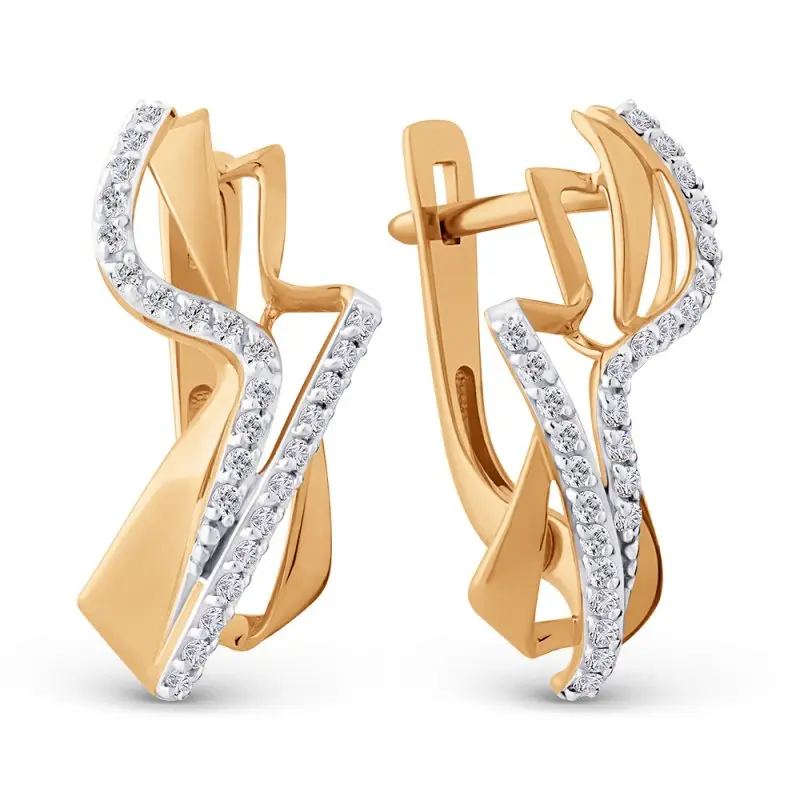 Серьги с английским замком из красного золота