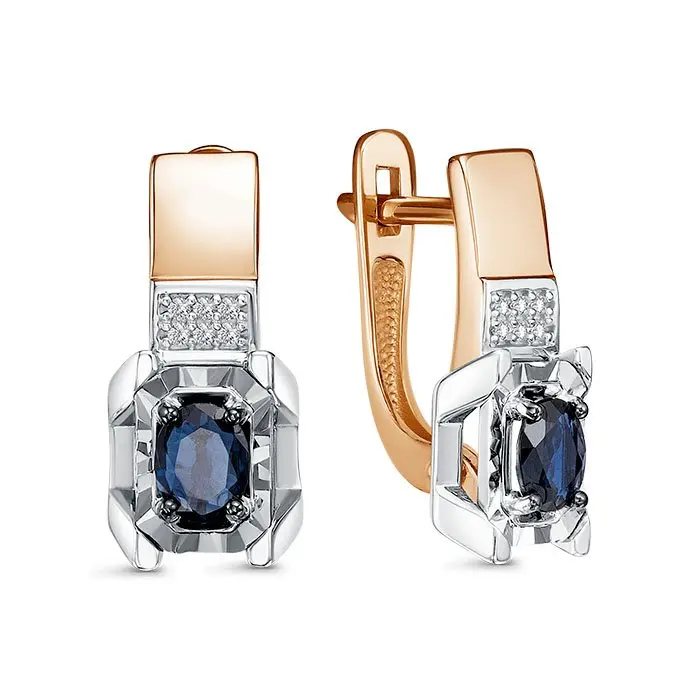 Серьги с английским замком из комбинированного золота