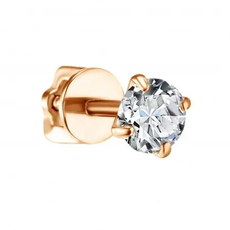 Серьги одиночные из красного золота