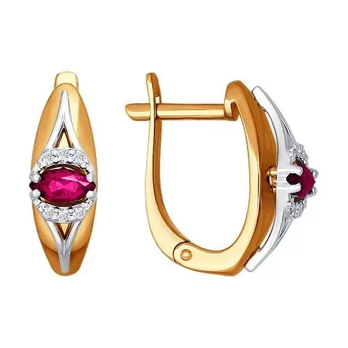 Серьги с английским замком из комбинированного золота