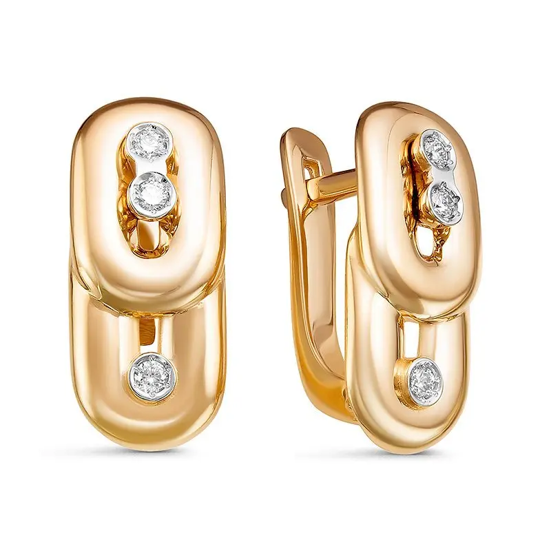 Серьги с английским замком из красного золота