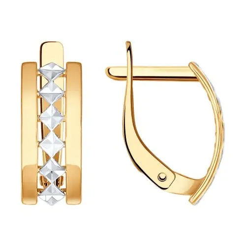 Серьги с английским замком из комбинированного золота