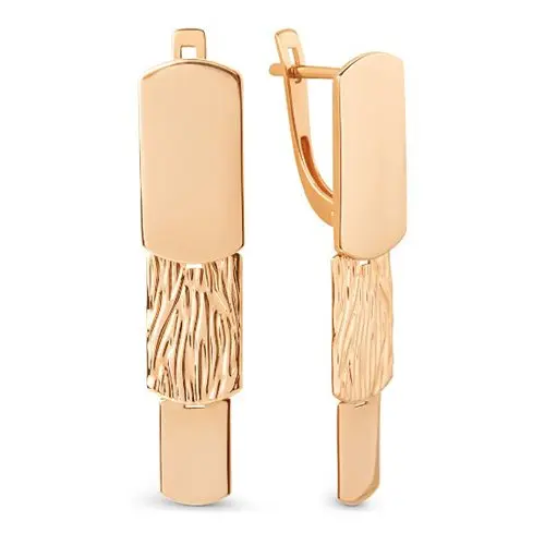 Серьги подвесные из красного золота