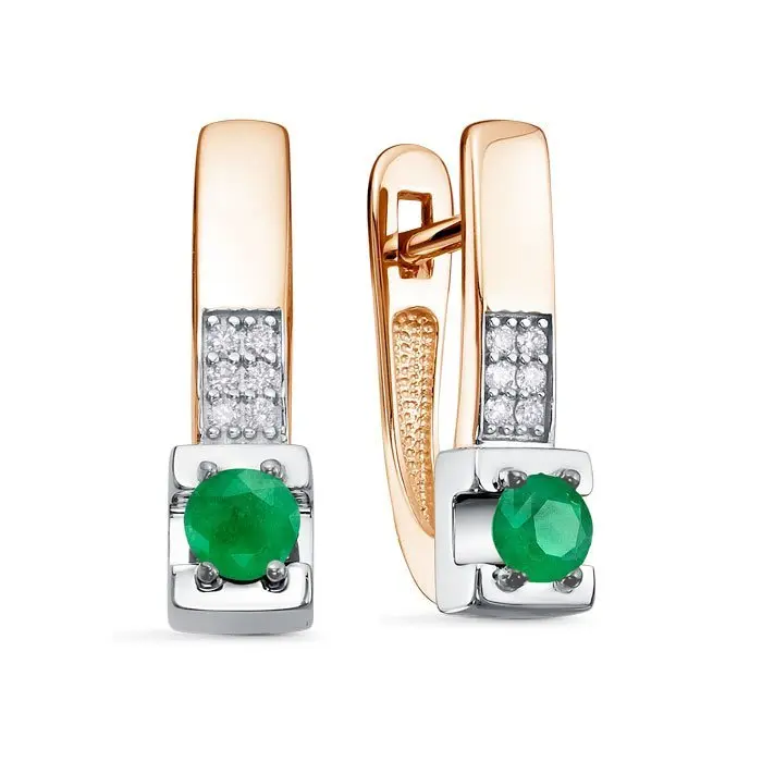 Серьги с английским замком из комбинированного золота