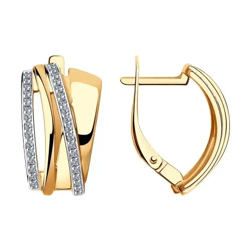 Серьги с английским замком из красного золота вид 1