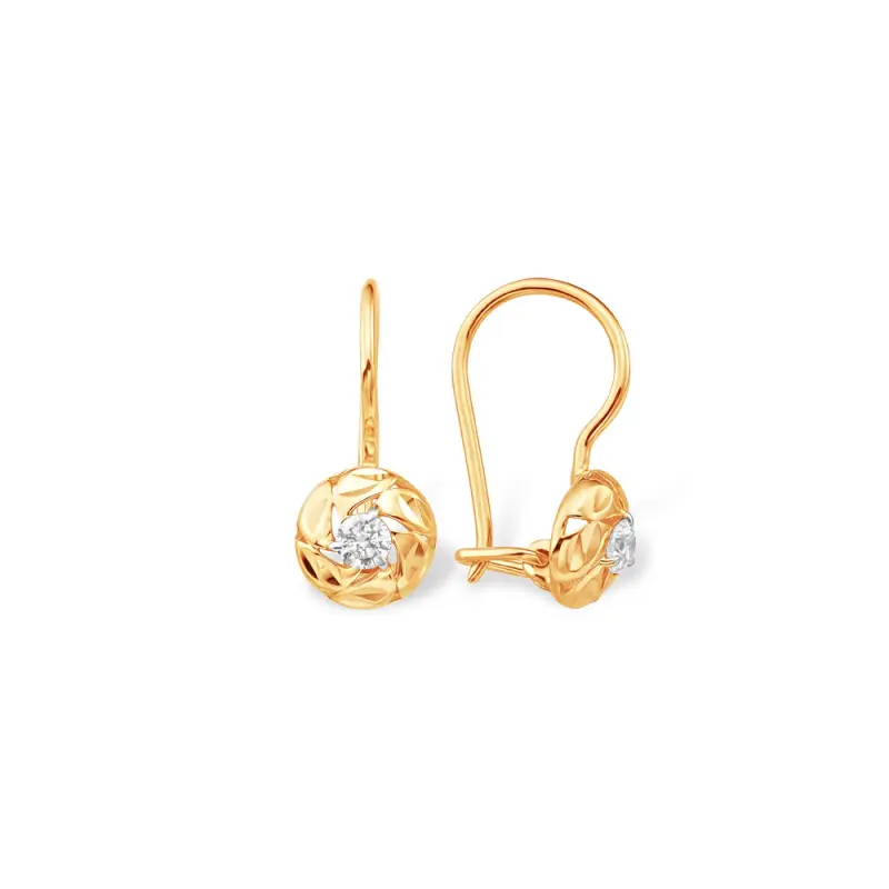 Серьги детские из красного золота
