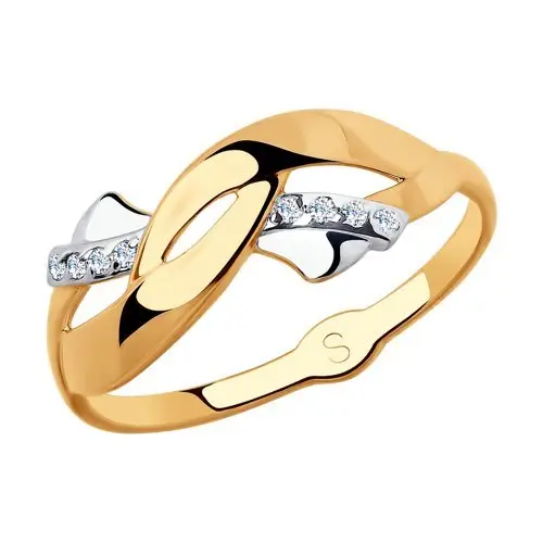 Кольцо декоративное из комбинированного золота