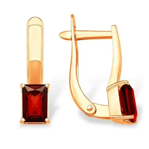 Серьги с английским замком из красного золота